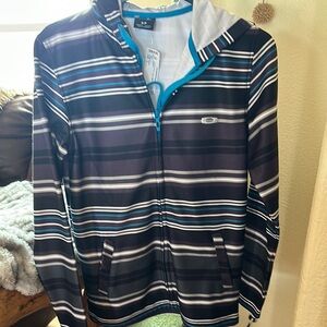 Striped Zip-Up Hoodie with Logo